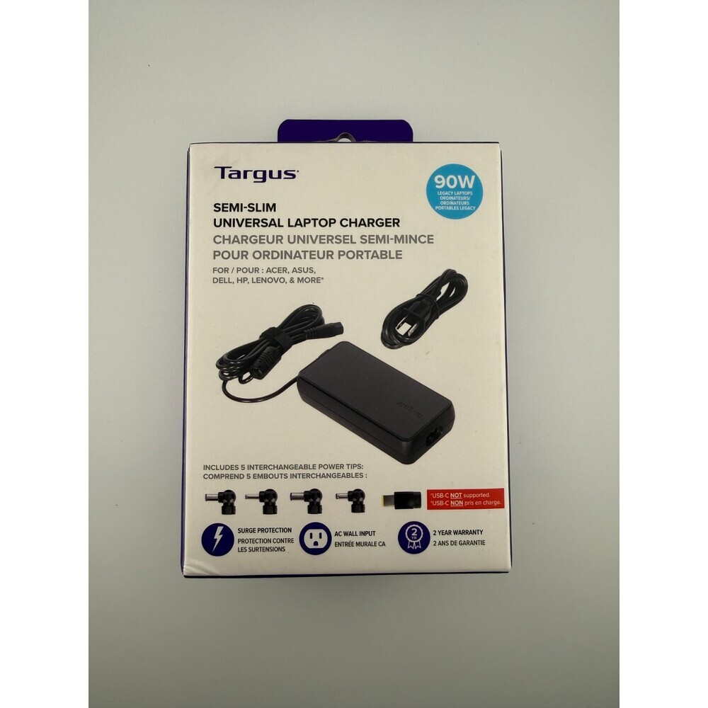 NEW Targus 90W Acer ASUS Dell HP Lenovo Semi-Slim Universal Laptop Charger
